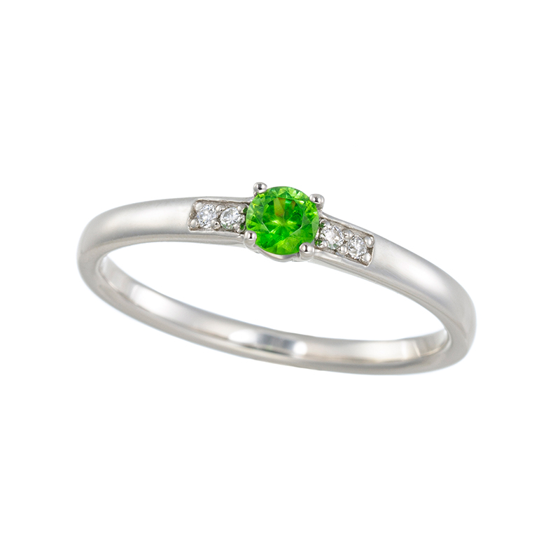 PT950ウラル産デマントイドガーネットダイヤリングDTG約0.15ctD約0.02ct