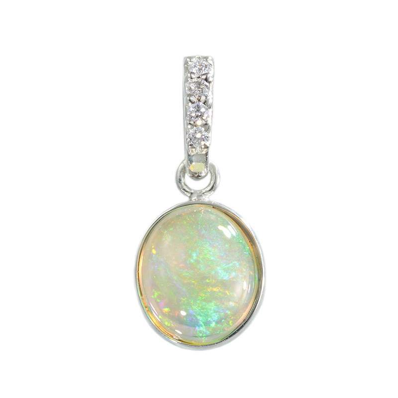 PT950 メキシコオパール ダイヤ ペンダントトップ OP 約1.00ct D 約0.02ct 