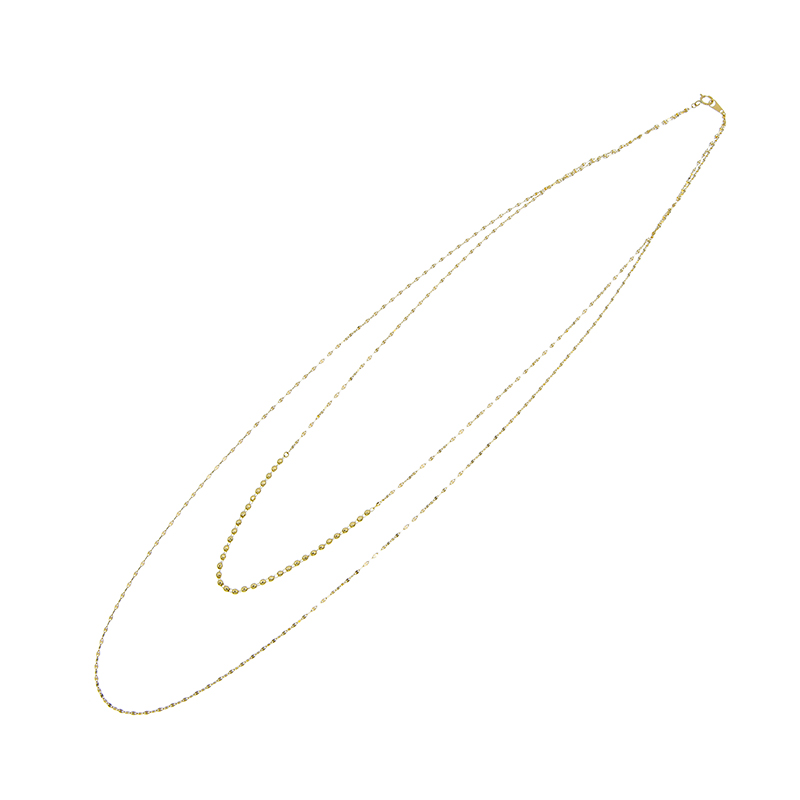 K18YG ペタルミラーボール 2連ネックレス 約50cm 約1.6g