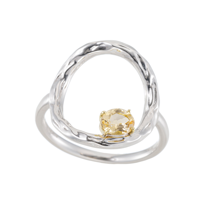 パラジウムシルバー950/K18YG トパーズ リング TO 約0.30ct 