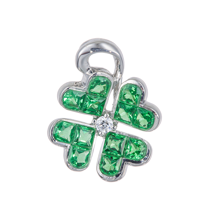 PT950ツァボライトダイヤミステリーセッティングペンダントトップ