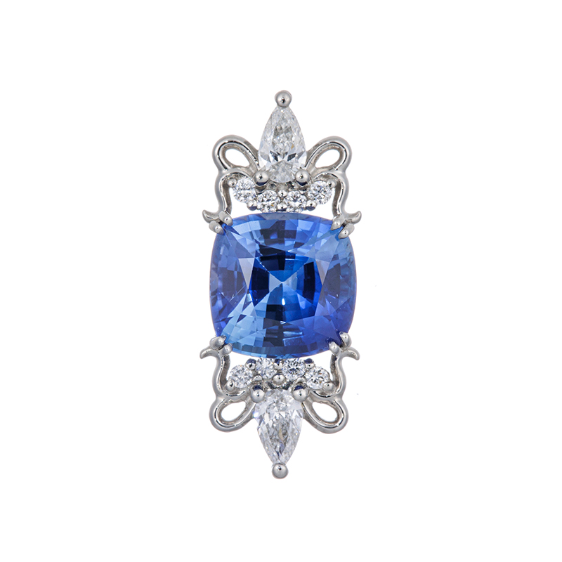 PT950 スリランカ産サファイア ダイヤ ペンダントトップ SA 2.110ct D 0.18ct