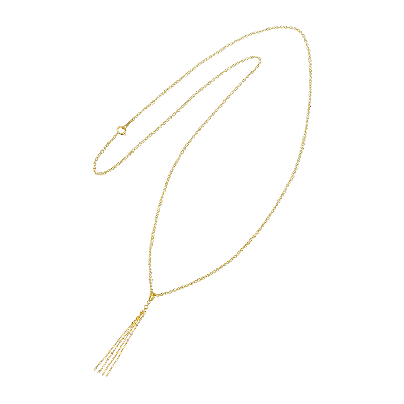 K18YG ペタルフリンジ スパイラル ロングネックレス 約60cm 約1.2g