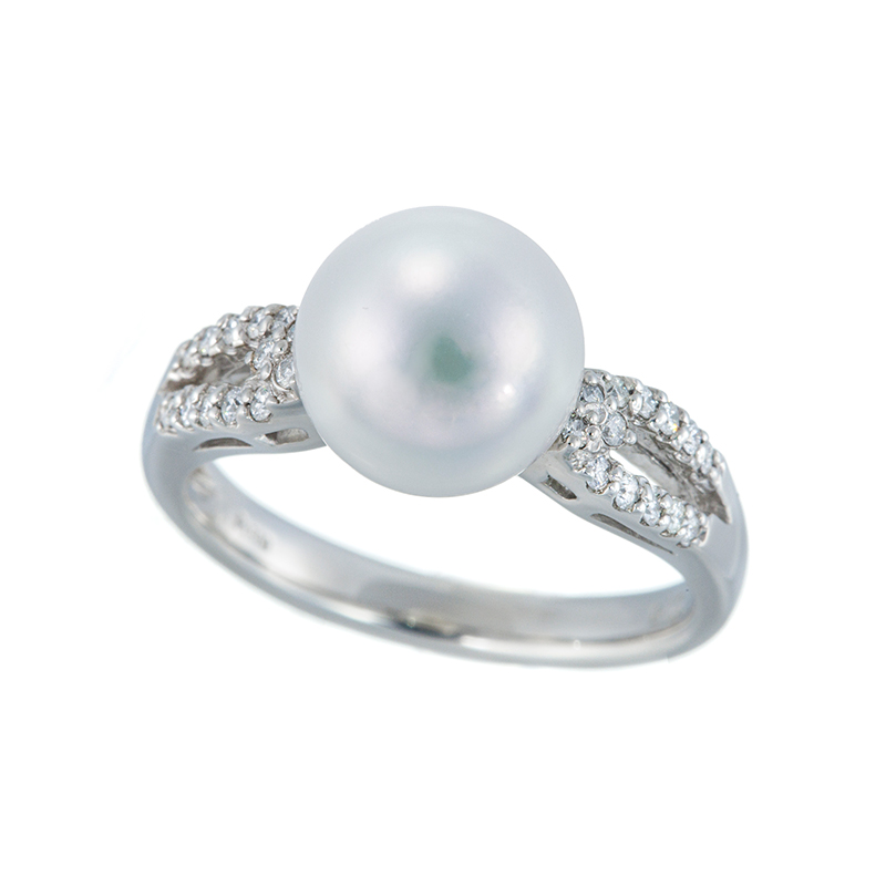 シンプル！Pt900 アコヤ真珠 ダイヤ 思いがけなかっ リング 5.21g M929 