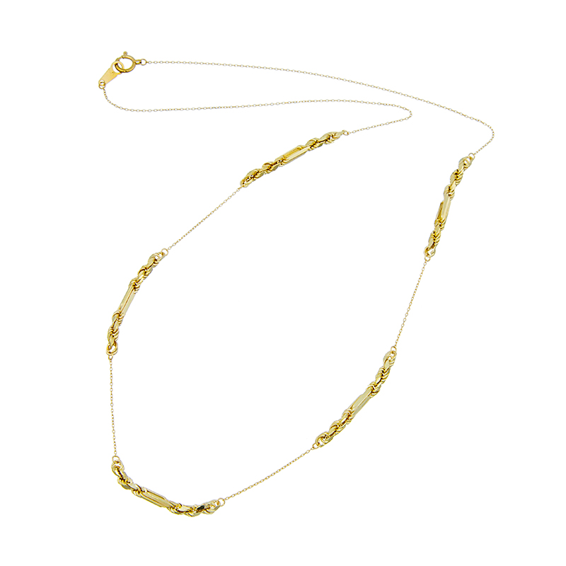 K18YG フィガロロープステーション ネックレス 全長 約50cm 幅 約0.7-3.0mm 総重