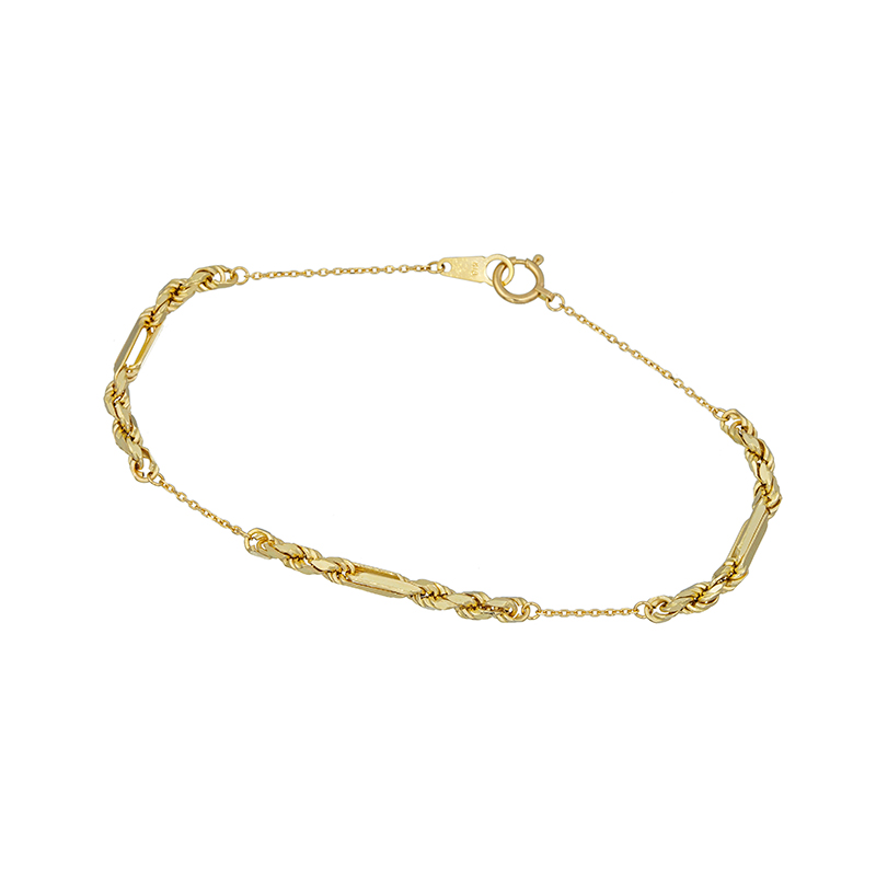 K18YG フィガロロープステーション ブレスレット 全長 約18cm 幅 約0.7-3.0mm 総