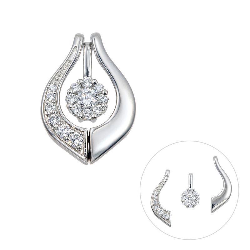 PT950ダイヤモンドセパレートドロップシェイプペンダントトップ3点セット