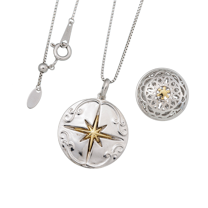 SV/K18YG太陽のメダル ネックレス&コンチョペントップ2点セット&argento