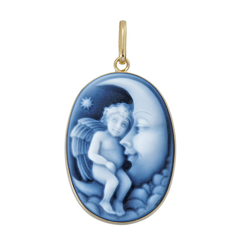 K18YG メノウカメオ ペンダントトップ カメオ 約25×18mm