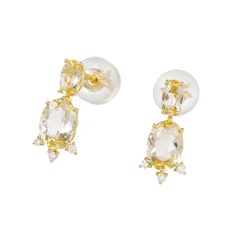 K18YG トパーズ ダイヤ ピアス TO 約1.60ct D 約0.04ct