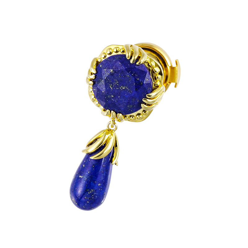 パラジウムシルバー950 ラピスラズリ ピンブローチ LA 約6.50ct