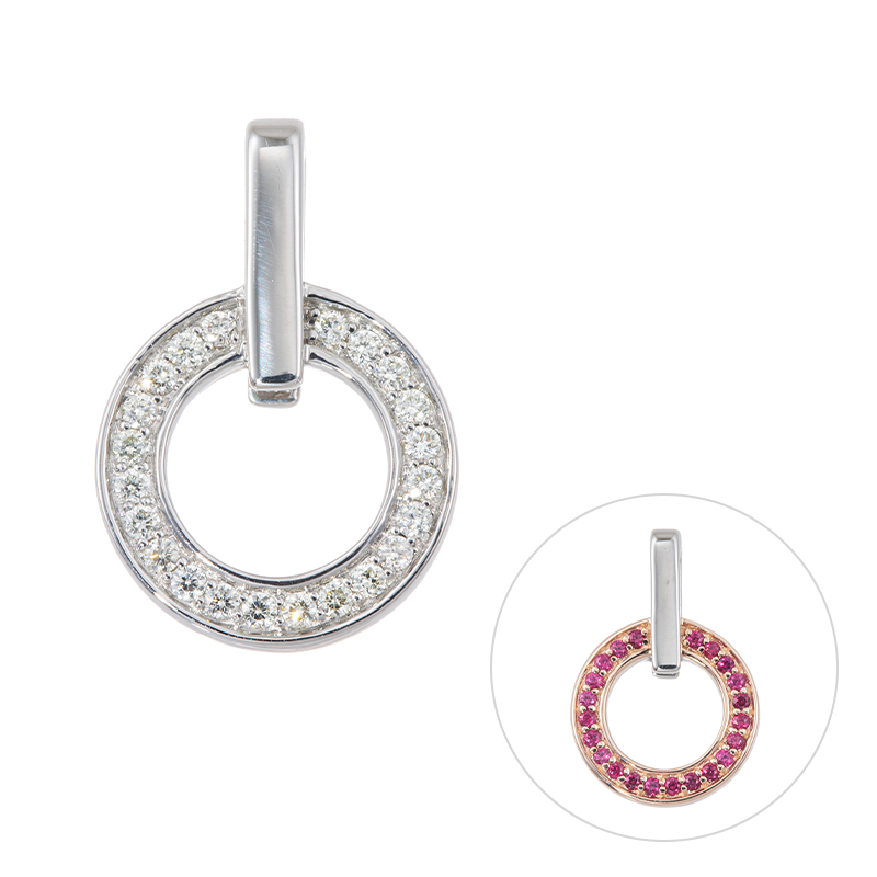 PT950/K18PGルビーダイヤLuluペントップRB約0.15ctD約0.11ct