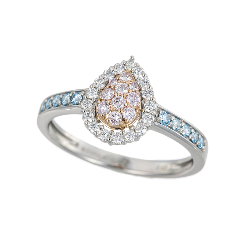 PT950/K18PGピンクダイヤモンド&アイスブルーダイヤ(トリート)&ダイヤリング