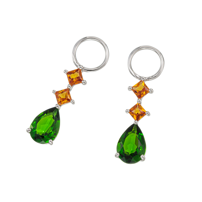PT950 クロムダイオプサイドマンダリンガーネットチャームDI約1.00ctGA約0.30ct