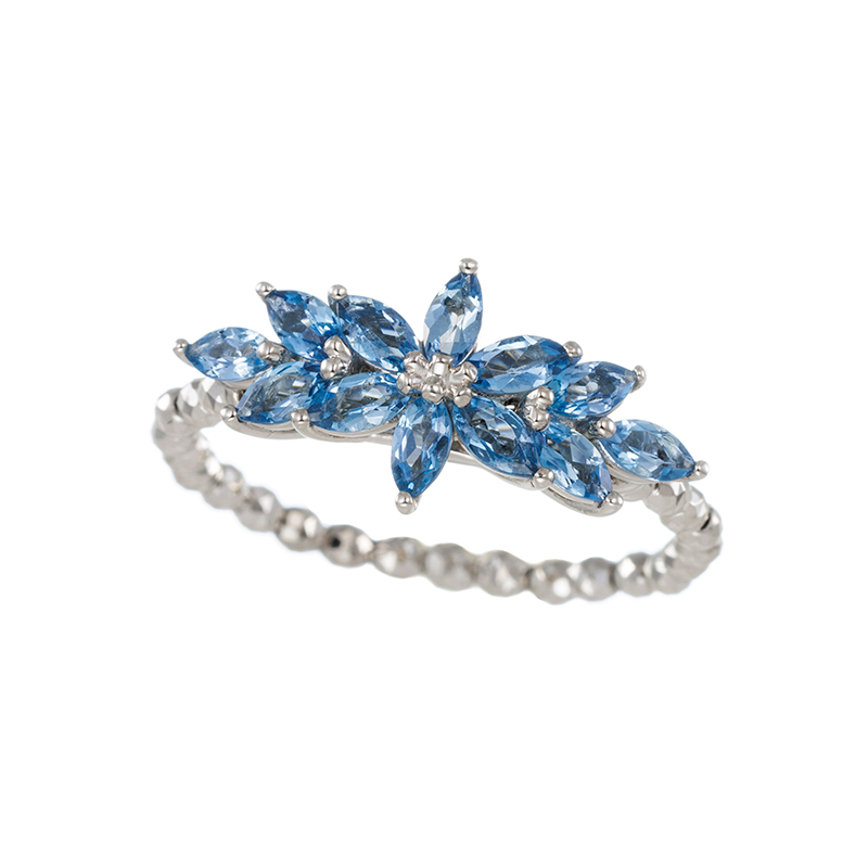 PT950サンタマリアアフリカーナアクアマリンフレックスリングAQ約0.70ct＃14-＃19