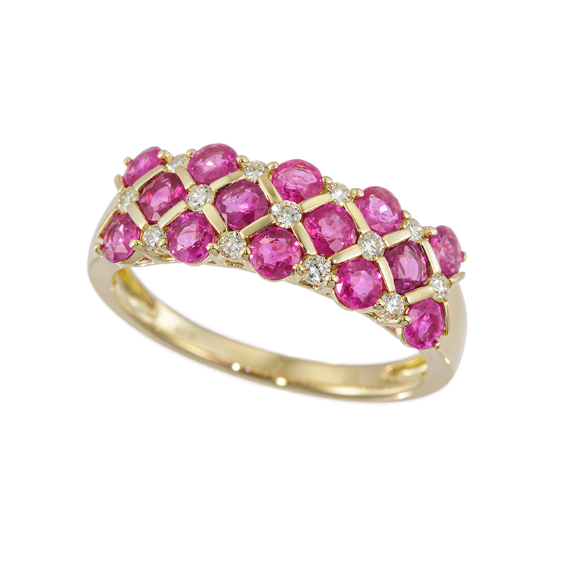 K18YG ルビー ダイヤ リング RB 約1.20ct D 約0.15ct 