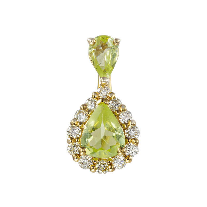 K18YG パロットクリソベリル ダイヤ ペンダントトップ CB 約0.30ct D 約0.10ct