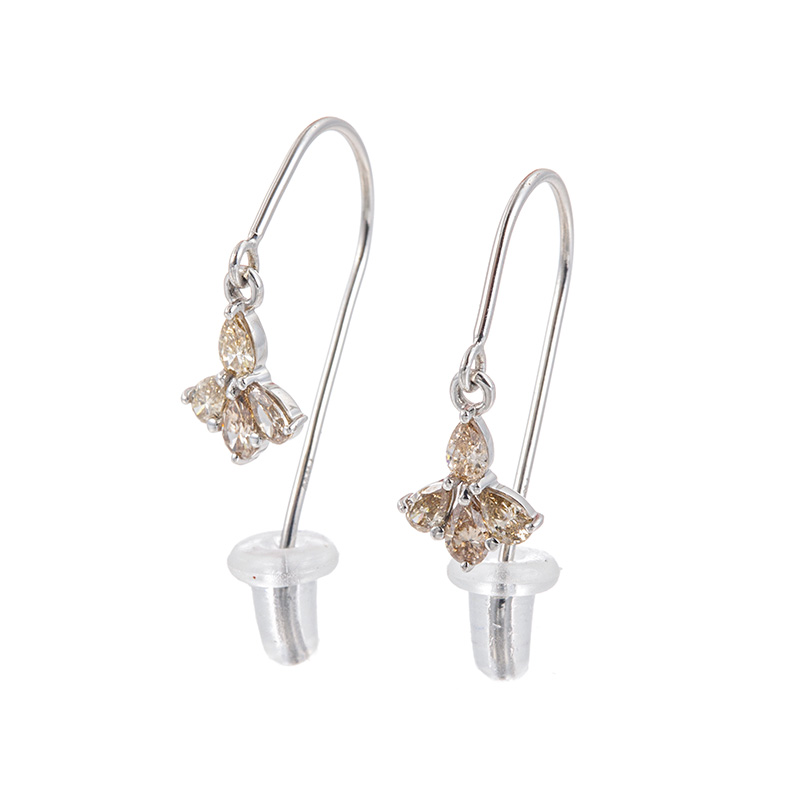 PT950 ブラウンダイヤモンド ペタル ピアス BRD 約0.24ct 