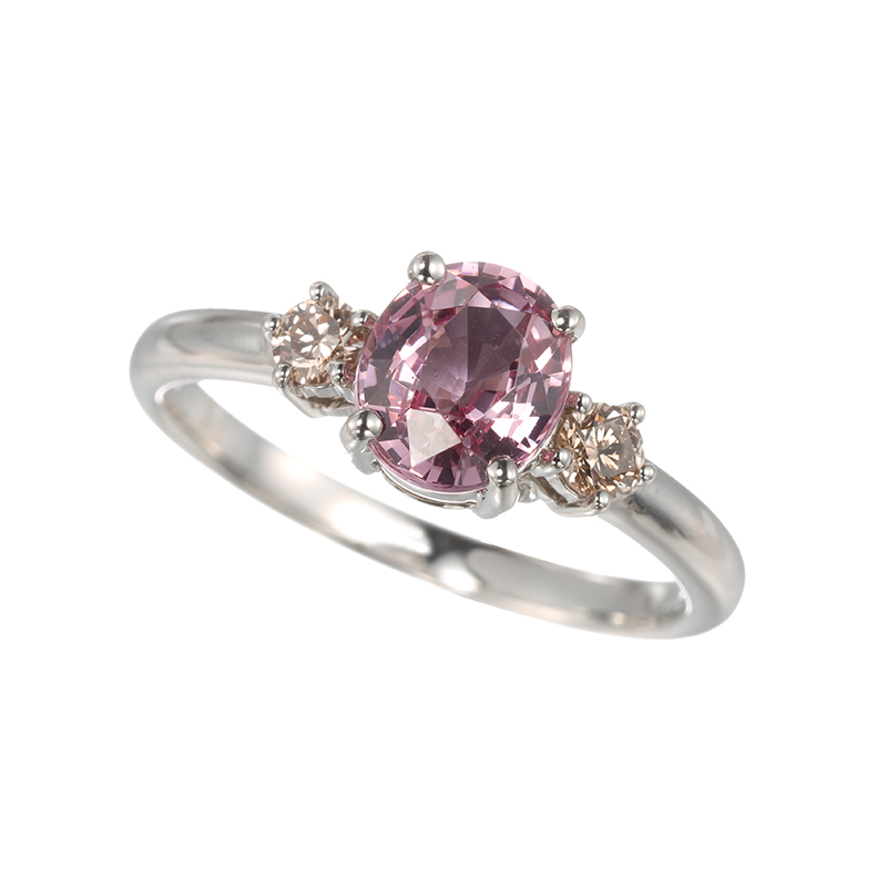 PT950 マラヤガーネット ブラウンダイヤ リング GA 約1.40ct BRD 約0.14ct 