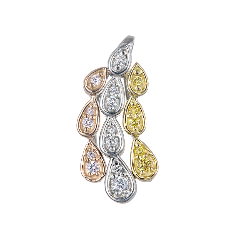 PT950/K18YG/PG ダイヤモンド&ファンシーイエローダイヤ&ピンクダイヤペンダントトップ