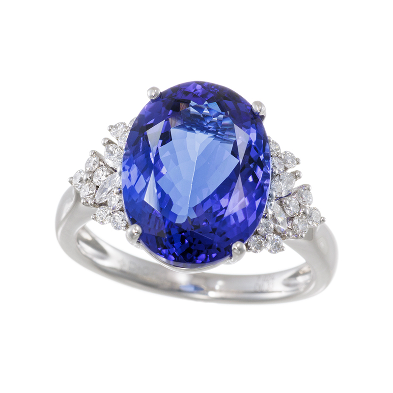 PT950 タンザナイト(特優) ダイヤ リング TA 7.024ct D 0.33ct