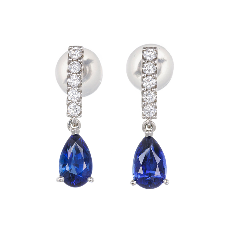 PT950 マダガスカル産サファイア ダイヤ ピアス SA 約2.00ct D 約0.20ct 