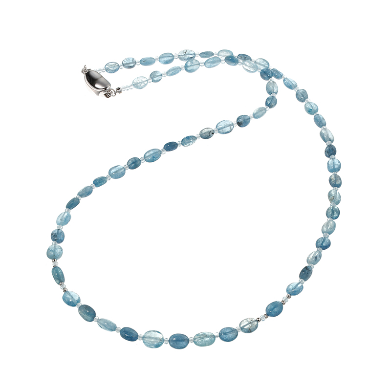 SV/K18WGアクアマリンブルートパーズネックレスAQ約47.00ctTO約3.00ct