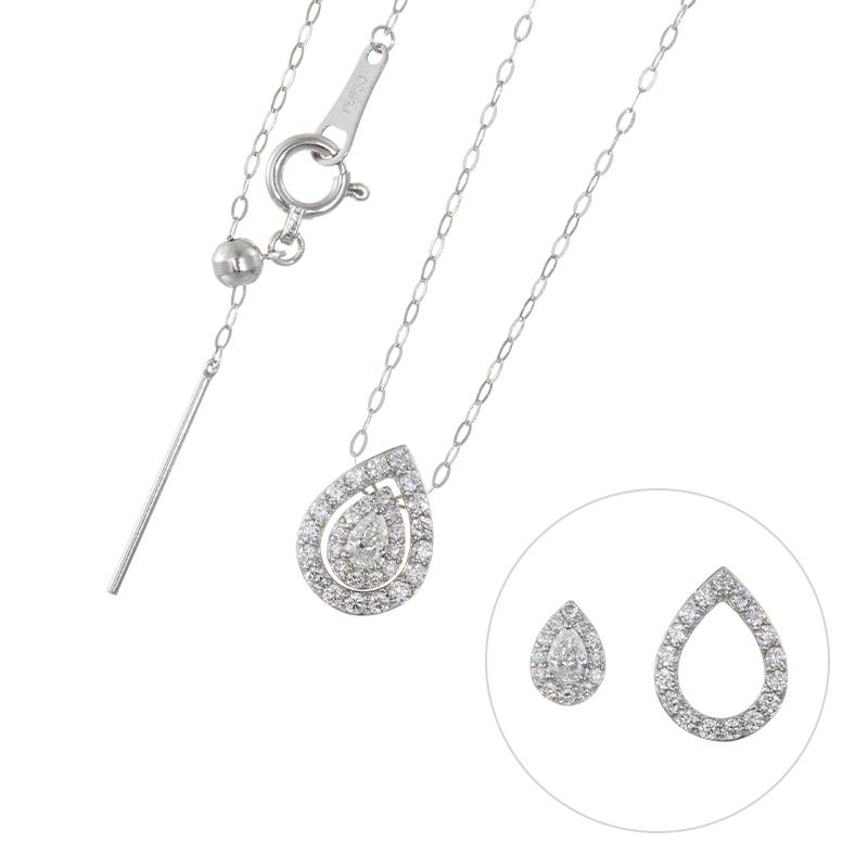 PT950 ダイヤモンド 3WAY ネックレス D 約0.12ct D 約0.10ct