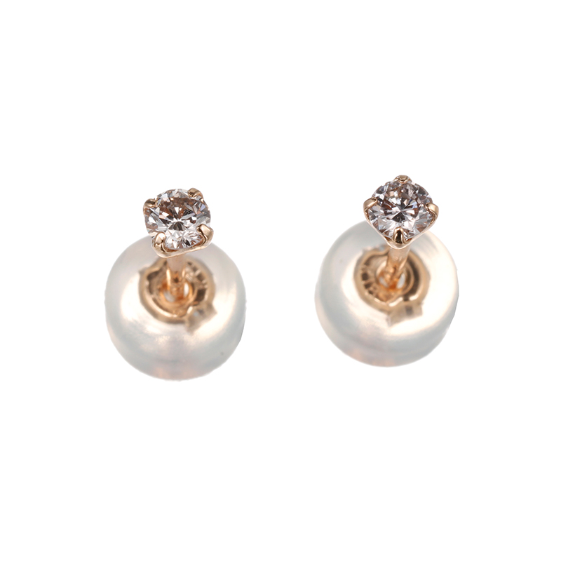 K18PG ファンシーライトカラーダイヤモンド ピアス D 約0.10ct