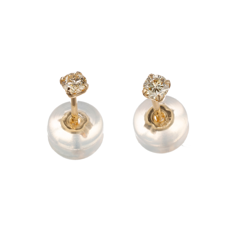K18YG ファンシーライトカラーダイヤモンド ピアス D 約0.10ct