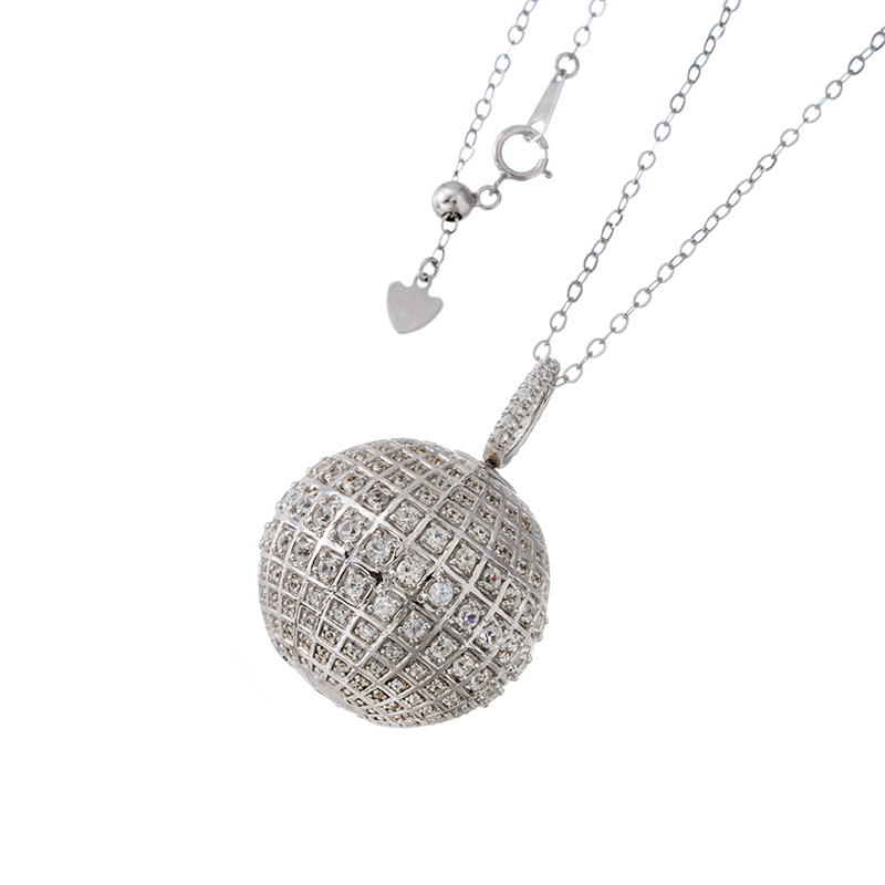 パラジウムシルバー950 天然ホワイトジルコン Sfera ネックレス ZI 約5.00ct