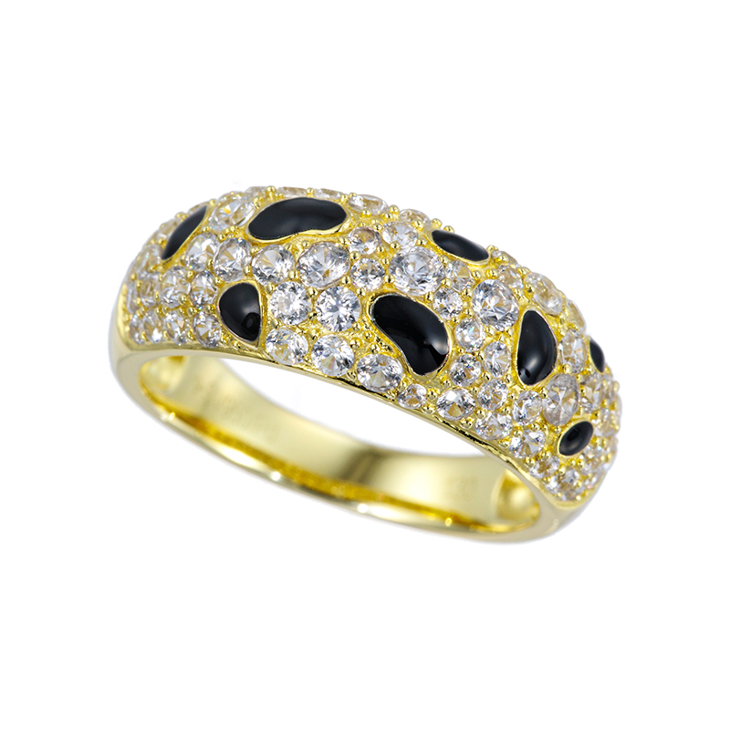 パラジウムシルバー950 天然ホワイトジルコン Panther リング ZI 約1.30ct 