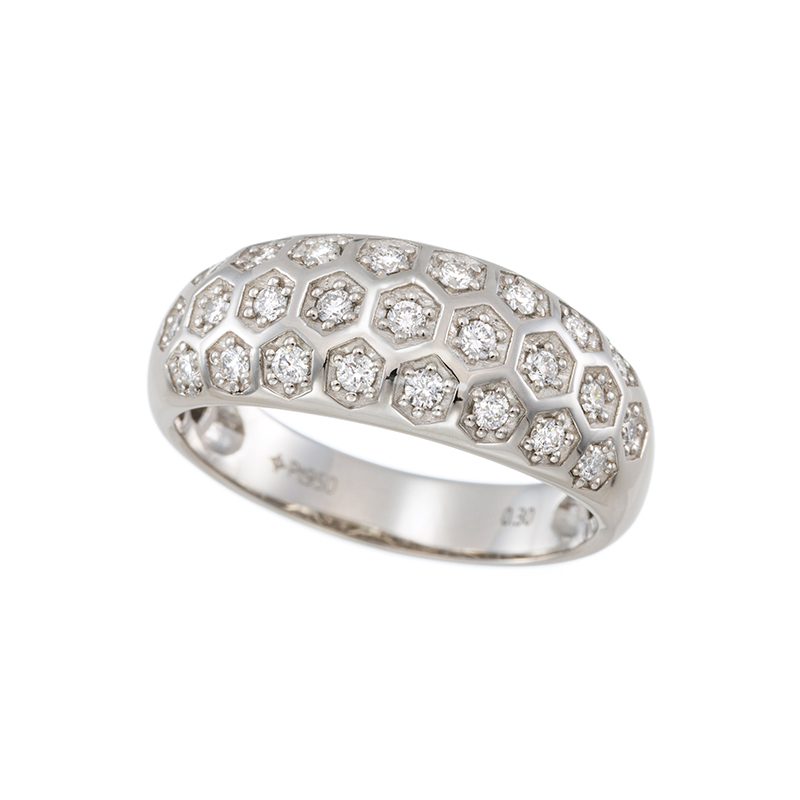 PT950 ダイヤモンド Honeycomb リング D 約0.30ct