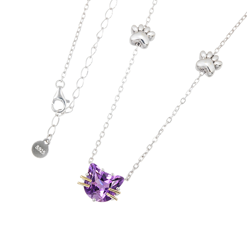 パラジウムシルバー950/K18YG アメシスト Miagolare ネックレス AM約4.00ct