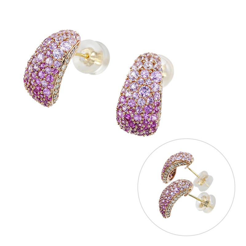 K18PG ピンクサファイア ダイヤ Elena ピアス PS 約1.70ct D 約0.20ct 