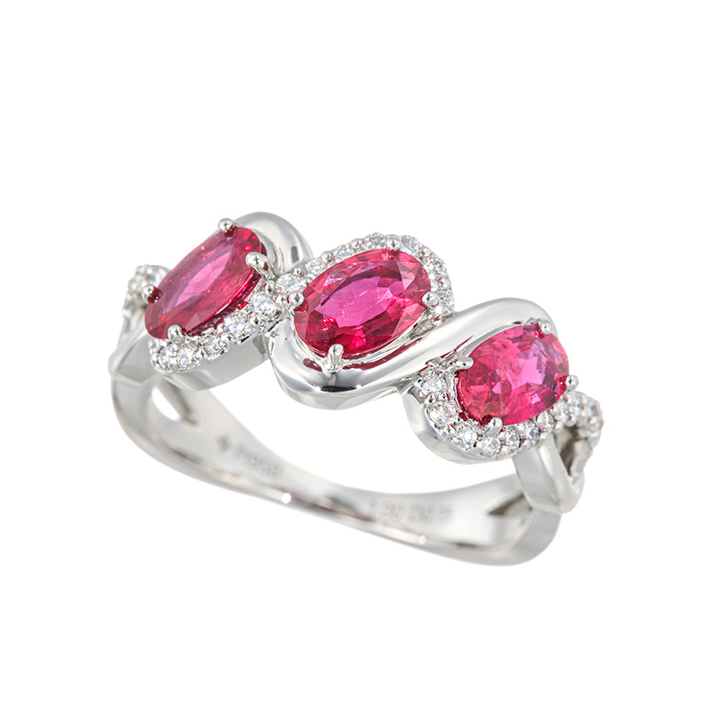 PT950 モザンビーク産ルビー ダイヤ リング RB 約1.00ct D 約0.15ct 