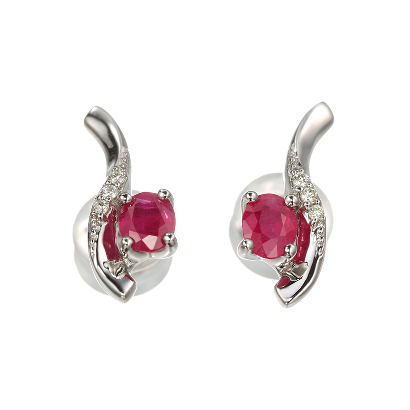 PT950 ルビー ダイヤ ピアス RB 約0.40ct D 約0.02ct 