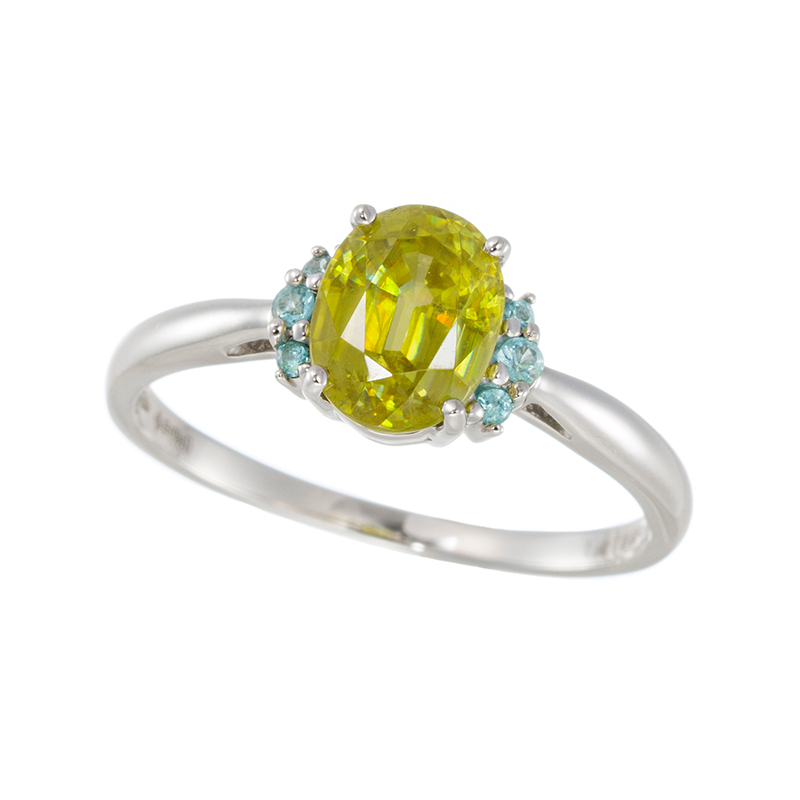 PT950 スフェーン ブラジル産パライバトルマリン リング SH約1.40ctPRT約0.03ct