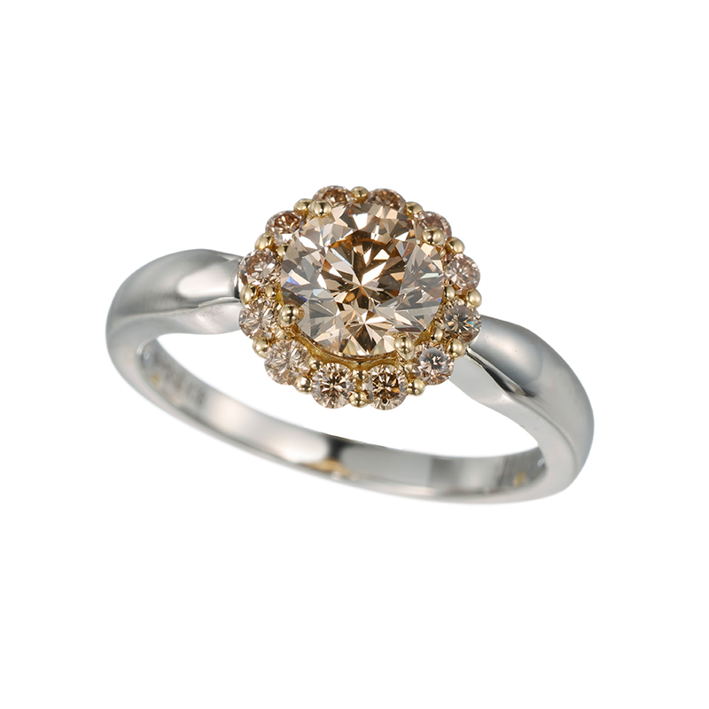 PT950/K18YG H&Cブラウンダイヤモンド & ブラウンダイヤ リング 