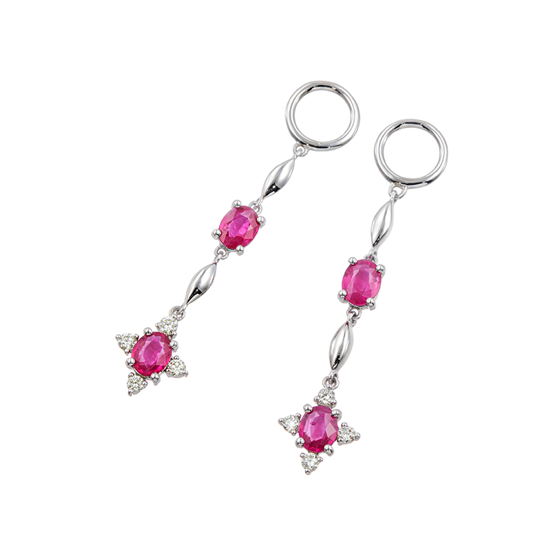 PT950 ルビー ダイヤ チャーム RB 約0.80ct D 約0.12ct
