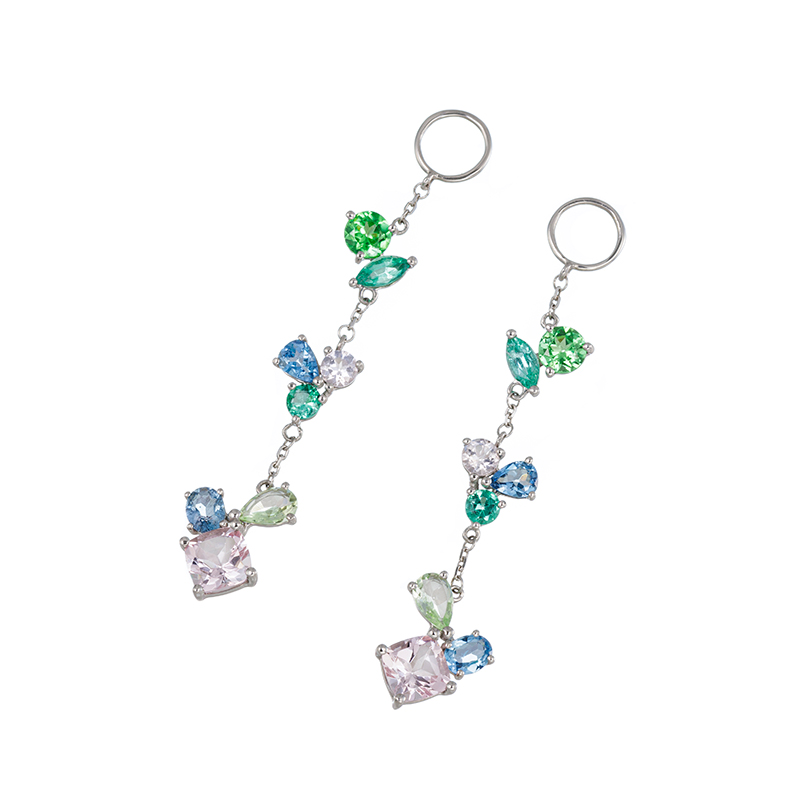 PT950/PT850 モルガナイト エメラルド アクアマリン メレラニミントガーネット チャーム