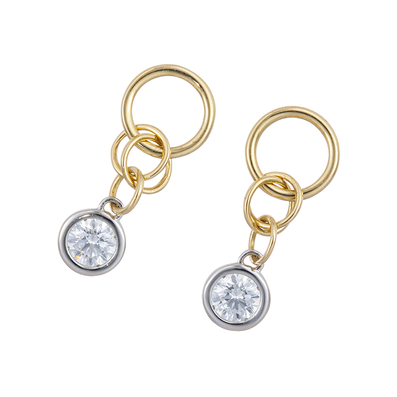 K18YG/PT950 H&Cダイヤモンド(リリーダイヤカット) チャーム D約0.28ct(LI)