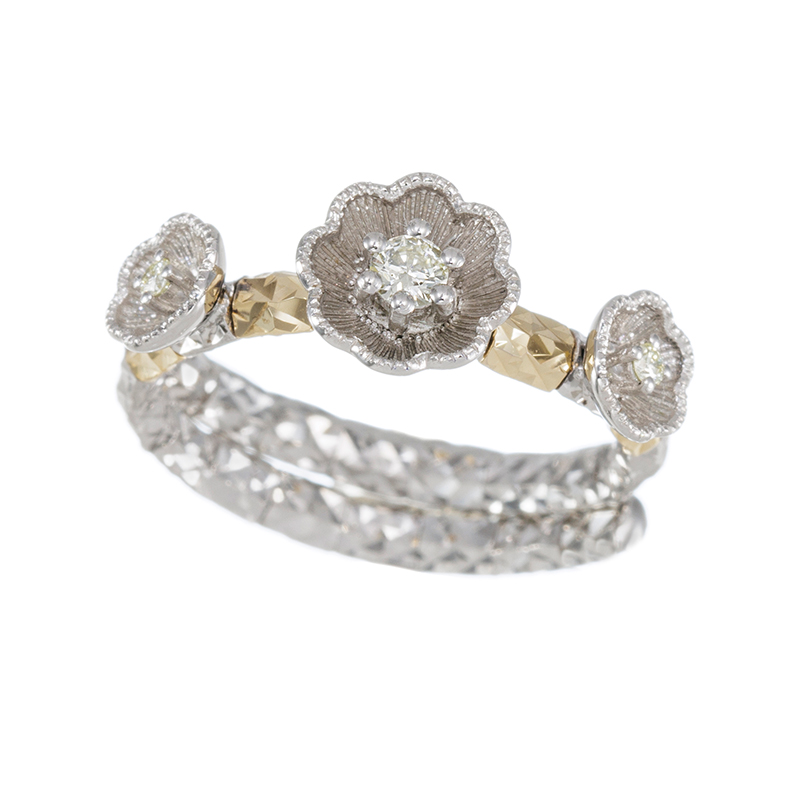 PT950/K18YG ダイヤモンド フィオーレ フリーリング D 約0.08ct #9-#20