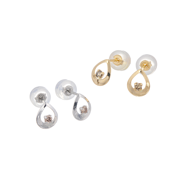 PT900/K18YGブラウンダイヤモンドピアス2点セットBRD約0.06ctBRD約0.06ct
