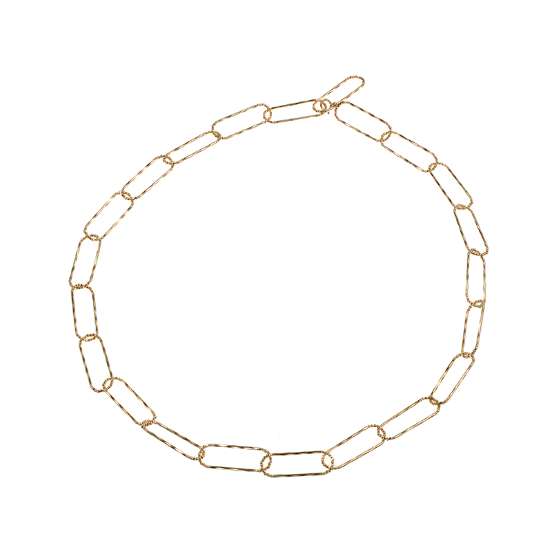 K18YGシェイプカットクリップロングネックレス長さ：約61cm幅：約10.0mm総重量：約8.5g