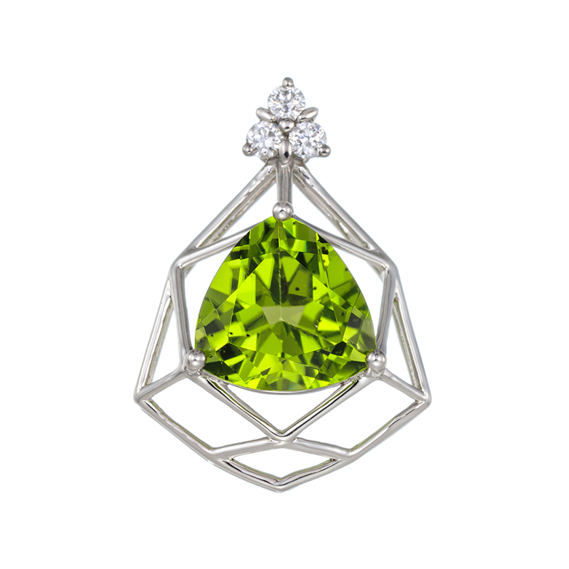 PT950 ペリドット ダイヤ ペンダントトップ PE 約1.00ct D 約0.05ct 