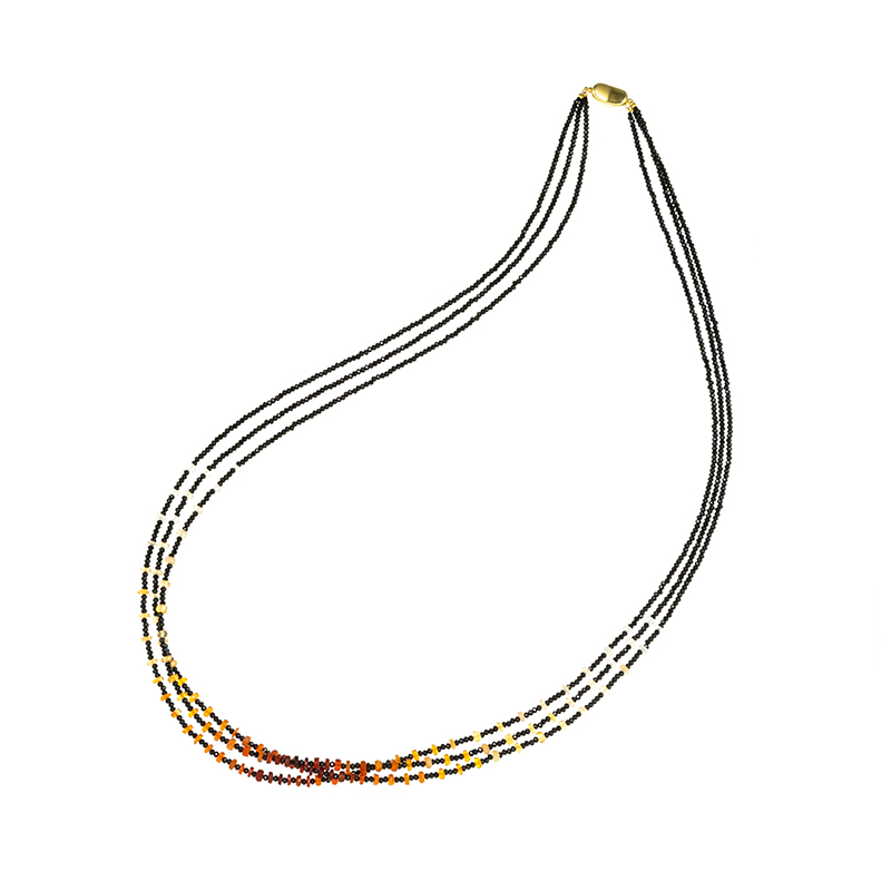 SVメキシコオパールブラックスピネル3連ネックレス OP 約22.00ct SP 約80.00ct