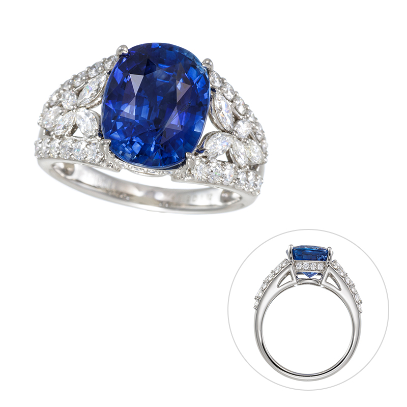 PT950マダガスカル産インテンスバイオレティシュサファイアダイヤ(リリーダイヤ)&ダイヤリング