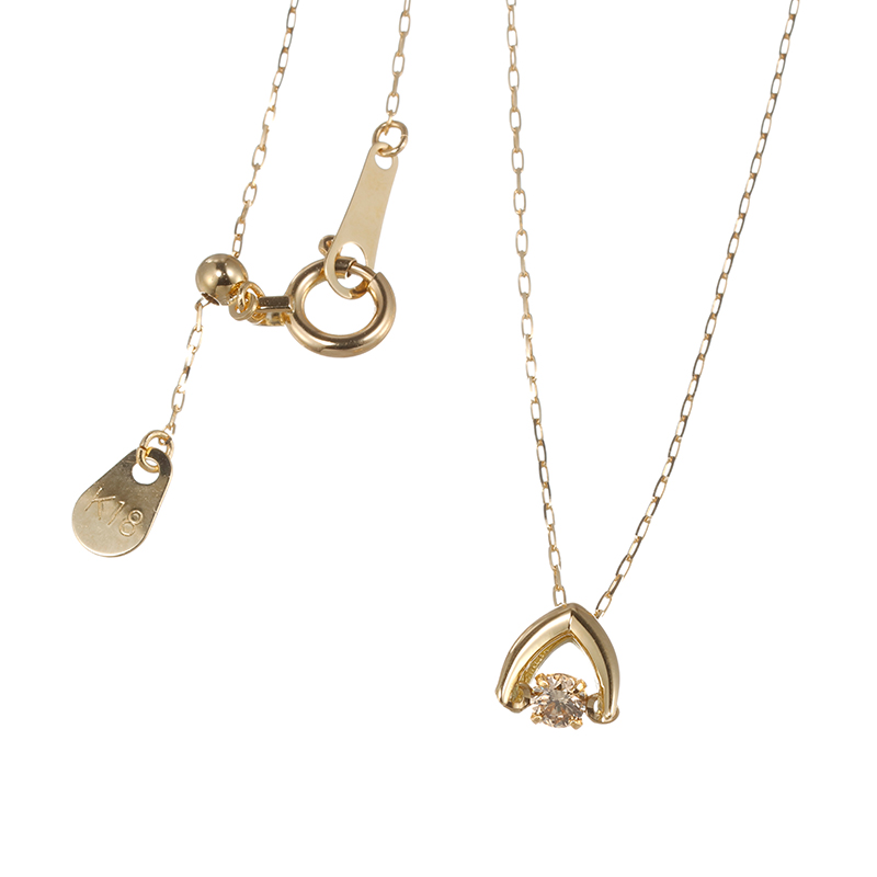 K18YGブラウンダイヤモンドダンシングストーンネックレスBRD約0.05ct