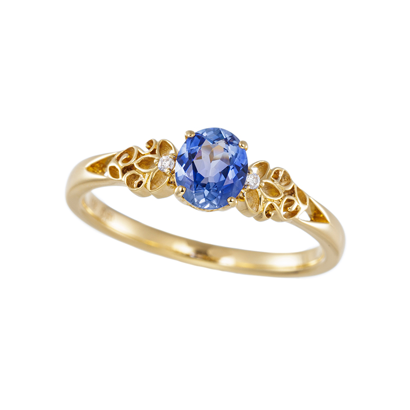 K18YG サファイア ダイヤ リング SA 約0.60ct D 約0.01ct